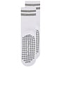 view 4 of 4 Striped Half Crew Grip Sock in White & Grey Heather