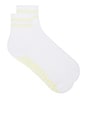 view 1 of 4 CALCETIN STRIPED HALF CREW in White & Baby Yellow