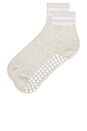 view 2 of 4 Striped Half Crew Grip Sock 2 Pack in Oat Heather & White