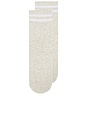 view 3 of 4 Striped Half Crew Grip Sock 2 Pack in Oat Heather & White