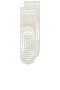view 4 of 4 Striped Half Crew Grip Sock 2 Pack in Oat Heather & White