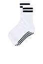 view 2 of 4 STRIPED TUBE GRIP SOCK 양말 in White & Navy