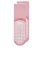view 4 of 4 Ruffle Grip Sock in Rose Pink & White