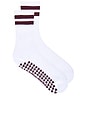 view 1 of 2 Striped Tube Grip Sock in White & Port Royale