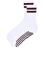view 2 of 2 Striped Tube Grip Sock in White & Port Royale