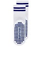 view 4 of 4 Striped Half Crew Grip Sock in White & Cobalt