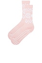 view 2 of 4 Fair Isle Grip Sock in Pink Tulle & White