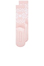 view 4 of 4 Fair Isle Grip Sock in Pink Tulle & White