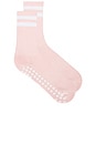 view 1 of 4 Striped Tube Grip Sock in Pink Tulle & White