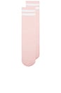 view 3 of 4 Striped Tube Grip Sock in Pink Tulle & White