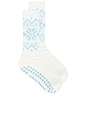 view 1 of 4 Fair Isle Grip Sock in Blanc White & Ice Blue
