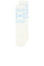 view 3 of 4 Fair Isle Grip Sock in Blanc White & Ice Blue