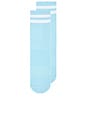 view 3 of 4 НОСОК STRIPED TUBE GRIP SOCK in Ice Blue & White