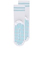 view 4 of 4 Striped Half Crew Grip Sock in White & Ice Blue