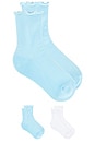 view 1 of 3 CHAUSSETTES RUFFLE SOCK 2 PACK in Ice Blue & Blanc White