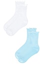 view 3 of 3 CHAUSSETTES RUFFLE SOCK 2 PACK in Ice Blue & Blanc White