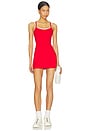 view 1 of 3 VESTIDO FLOWWELL CARSON DRESS in Lava Red & White