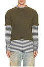 view 1 of 5 Layered Striped T-Shirt in Grey