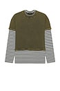 view 4 of 5 Layered Striped T-Shirt in Grey
