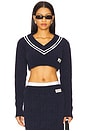 view 1 of 4 Cable Cropped Sweater in Navy