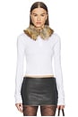 view 1 of 4 Faux Fur Collar T-shirt in White
