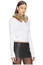 view 2 of 4 Faux Fur Collar T-shirt in White