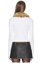 view 3 of 4 Faux Fur Collar T-shirt in White
