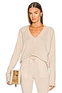view 1 of 4 Zuri Recycled Cashmere Oversized V Neck in Heather Oatmeal