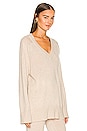 view 2 of 4 Zuri Recycled Cashmere Oversized V Neck in Heather Oatmeal