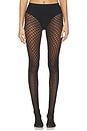 view 1 of 2 Velvet Net Illusion Tights in Black & Black