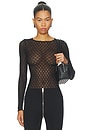 view 1 of 5 Velvet Net Illusion Bodysuit in Black