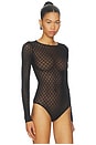 view 3 of 5 Velvet Net Illusion Bodysuit in Black