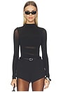 view 1 of 5 Infinite Wrap String Bodysuit in Black & Black