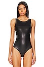 view 2 of 5 Eco Faux Leather String Bodysuit in Black