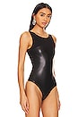 view 3 of 5 Eco Faux Leather String Bodysuit in Black