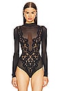 view 2 of 5 Flower Lace String Bodysuit in Black