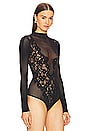 view 3 of 5 Flower Lace String Bodysuit in Black