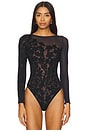 view 2 of 6 Graphic Flower String Bodysuit in Deep Night & Black