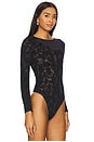 view 3 of 6 Graphic Flower String Bodysuit in Deep Night & Black