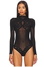 view 2 of 5 Lace Tattoo Bodysuit in Black