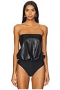view 2 of 5 Faux Leather Bodysuit in Black