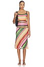 view 5 of 6 Mesh Midi Skirt in Emerald Stripe