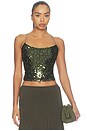 view 1 of 5 Backless Top in Forest Green Sequin