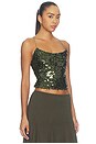 view 2 of 5 Backless Top in Forest Green Sequin