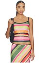 view 1 of 4 Mesh Camisole Top in Emerald Stripe
