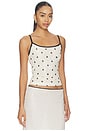 view 2 of 4 Mesh Camisole Top in Ivory Polka