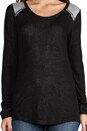 view 4 of 5 Rosario Long Sleeve in Black/Heather Grey in Black & Heather Grey