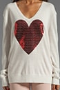 view 3 of 4 White Label Sequin Heart Sweater in Cream