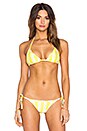 view 2 of 5 Emoji Reversible Triangle Bikini Top in Yellow Daisy