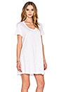 view 2 of 4 Slub V Neck Trapeze Tee Shirt Dress in White